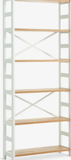 INTRUPÉtagère INTRUP 6 tablettes larges blanc/chêne naturel-Royal Oak Clearance