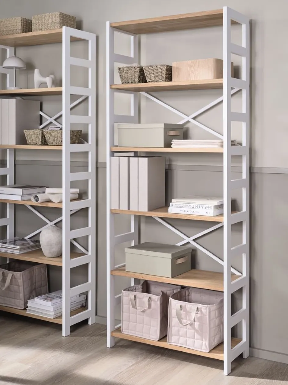 INTRUPÉtagère INTRUP 6 tablettes larges blanc/chêne naturel-Royal Oak Clearance