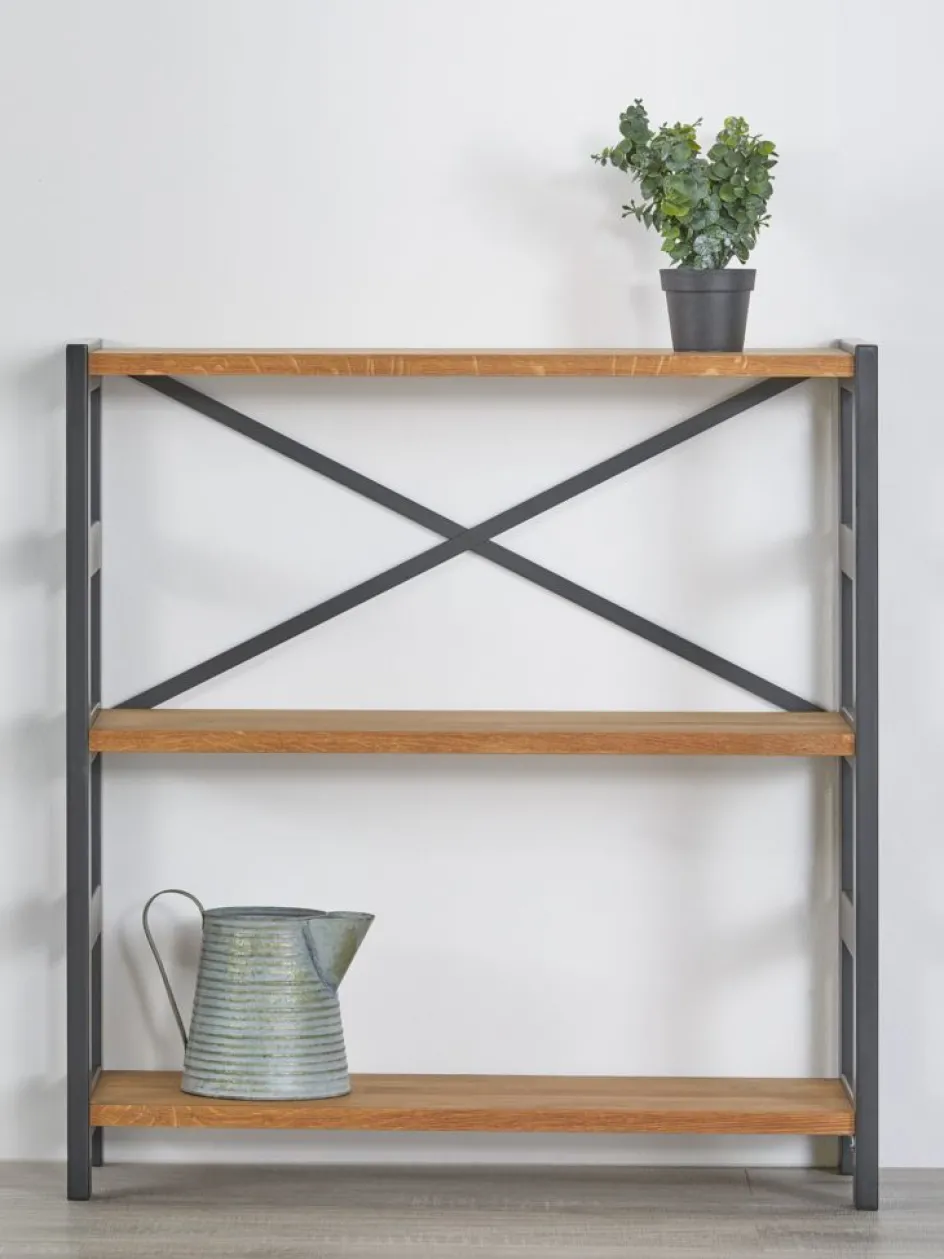 INTRUPÉtagère INTRUP 3 tablettes larges noir/chêne naturel-Royal Oak New