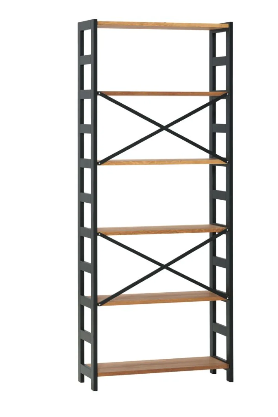 INTRUPÉtagère INTRUP 6 tablettes larges noir/chêne naturel-Royal Oak New