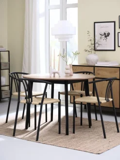 JEGIND + JYDERUPJEGIND Ø105 table colo. chêne + 4 JYDERUP chaises noir/nat-JYSK Discount