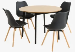 JEGIND + KASTRUPJEGIND Ø105 table coloris chêne nat + 4 KASTRUP chaises noir-JYSK