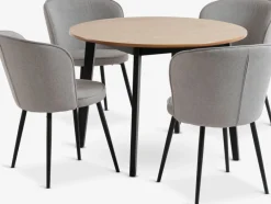 JEGIND + RISSKOVJEGIND Ø105 table coloris chêne + 4 RISSKOV chaises gris c.-JYSK Sale