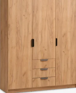 JENSLEVArmoire JENSLEV 144x176 3 portes 3 tiroirs coloris chêne nat-JYSK Online