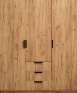 JENSLEVArmoire JENSLEV 144x176 3 portes 3 tiroirs coloris chêne nat-JYSK Online