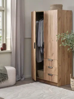 JENSLEVArmoire JENSLEV 96x176 2 portes 3 tiroirs coloris chêne nat.-JYSK Outlet