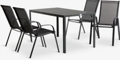 JERSORE + LEKNESJERSORE L140 table + 4 LEKNES chaises noir-JYSK New