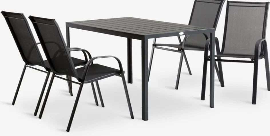 JERSORE + LEKNESJERSORE L140 table + 4 LEKNES chaises noir-JYSK New