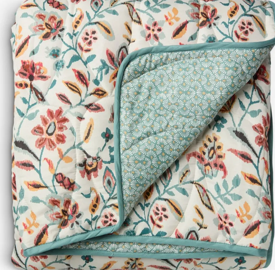 KAMILLECouverture matelassée KAMILLE 140x200 blanc/pétrole-JYSK