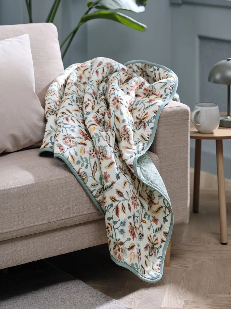 KAMILLECouverture matelassée KAMILLE 140x200 blanc/pétrole-JYSK