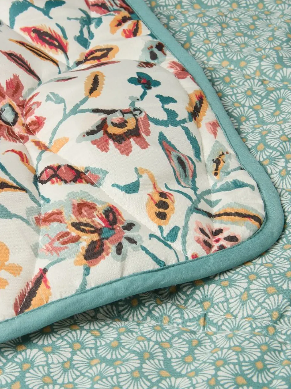 KAMILLECouverture matelassée KAMILLE 140x200 blanc/pétrole-JYSK