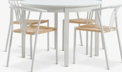 KIRKEBY + GUDERUPKIRKEBY Ø110 table blanc + JYDERUP chaises blanc/naturel-JYSK