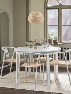 KIRKEBY + GUDERUPKIRKEBY Ø110 table blanc + JYDERUP chaises blanc/naturel-JYSK