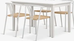KIRKEBY + JYDERUPKIRKEBY L130/220 table blanc + JYDERUP chaises blanc/naturel-JYSK Best