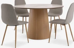 KLIPLEV + BISTRUPKLIPLEV Ø120 table coloris chêne + 4 BISTRUP chaises sable-JYSK Clearance