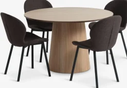 KLIPLEV + GEVNINGEKLIPLEV Ø120 table coloris chêne + 4 GEVNINGE chaises beige-JYSK Online