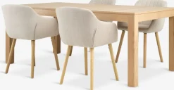 KORSKRO + ADSLEVKORSKRO L200/326 table chêne naturel +4 ADSLEV chaises beige-JYSK Online