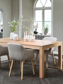 KORSKRO + ADSLEVKORSKRO L200/326 table chêne naturel +4 ADSLEV chaises beige-JYSK Online