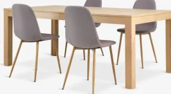 KORSKRO + JONSTRUPKORSKRO L200/326 table chêne nat. + 4 JONSTRUP chaises gris-JYSK Discount