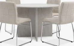 KRONDAL + HAMMELKRONDAL Ø110 table colo. travertin + 4 HAMMEL chaises beige-JYSK Clearance