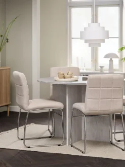 KRONDAL + HAMMELKRONDAL Ø110 table colo. travertin + 4 HAMMEL chaises beige-JYSK Clearance
