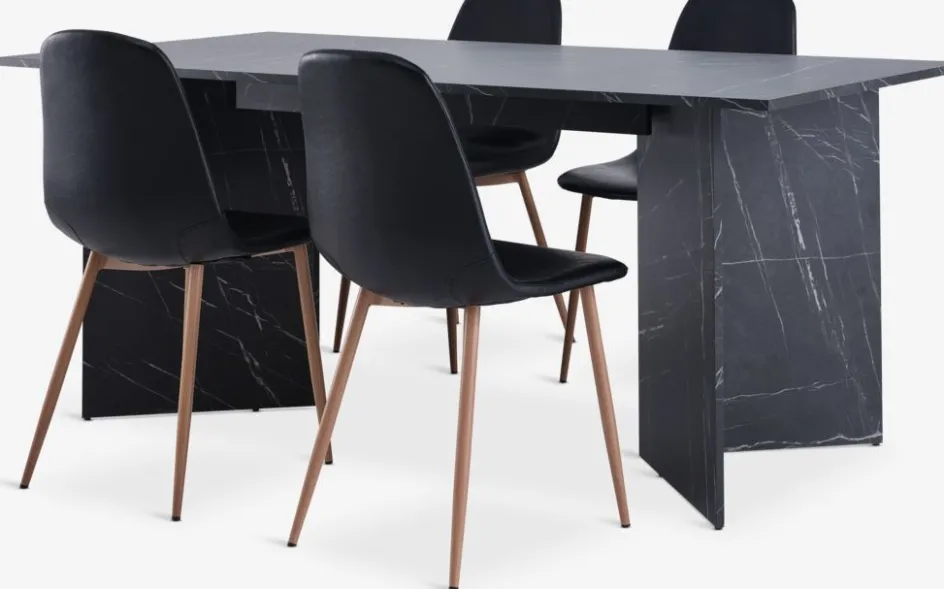 KRONDAL + JONSTRUPKRONDAL L180 table marbre + 4 JONSTRUP chaises noir-JYSK New
