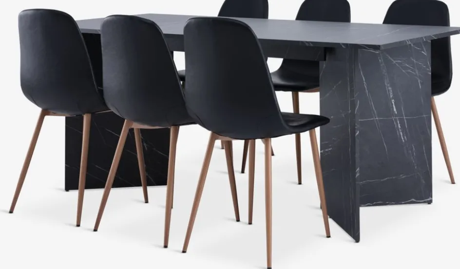 KRONDAL + JONSTRUPKRONDAL L180 table marbre + 4 JONSTRUP chaises noir-JYSK New