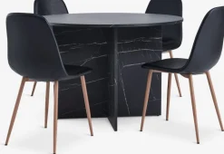 KRONDAL + JONSTRUPKRONDAL Ø110 table imi. marbre + 4 JONSTRUP chaises noir-JYSK Clearance