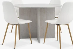KRONDAL + JONSTRUPKRONDAL Ø110 table travertin + 4 JONSTRUP chaises blanc-JYSK Online