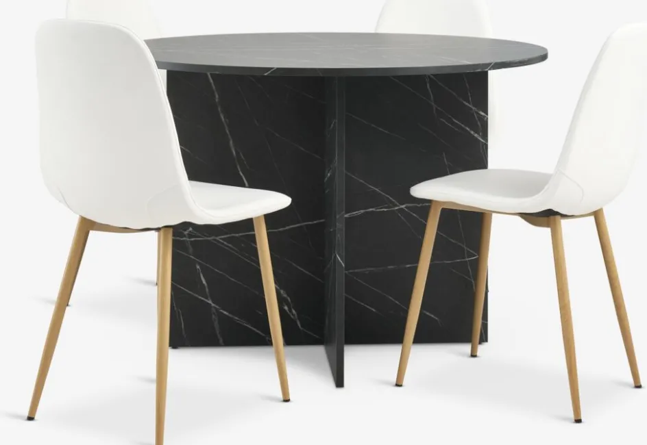 KRONDAL + JONSTRUPKRONDAL Ø110 table imi. marble + 4 JONSTRUP chaises blanc-JYSK Clearance
