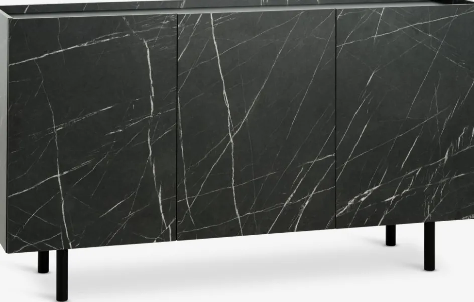 KRONDALBuffet KRONDAL 3 portes noir/imitation marbre-JYSK Discount