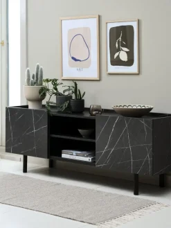 KRONDALMeuble TV KRONDAL 2 portes coloris marbre/noir-JYSK Outlet