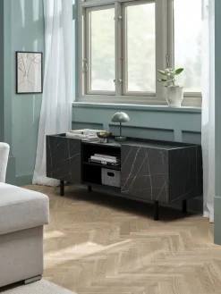 KRONDALMeuble TV KRONDAL 2 portes coloris marbre/noir-JYSK Outlet