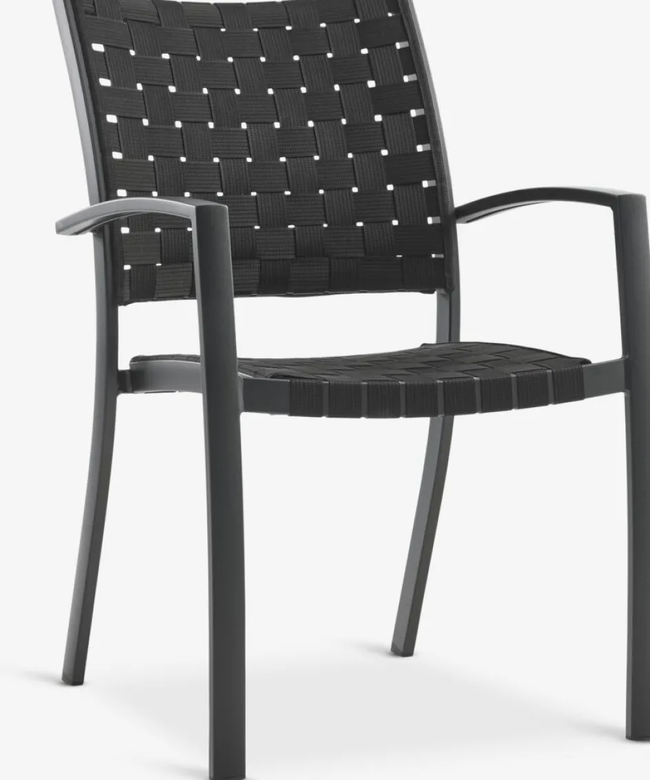 KUMLA + GLOMFJORDKUMLA L200 table gris + 4 GLOMFJORD chaises noir-JUTLANDIA New