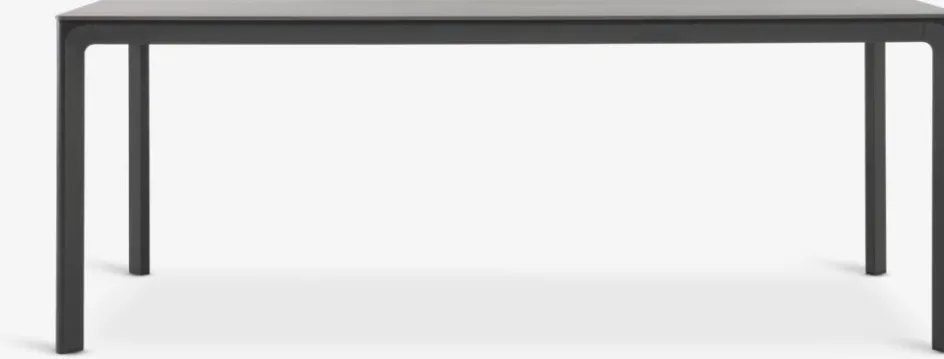 KUMLA + GLOMFJORDKUMLA L200 table gris + 4 GLOMFJORD chaises noir-JUTLANDIA New