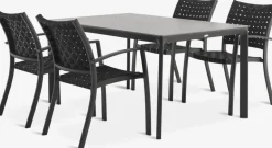 KUMLA + GLOMFJORDKUMLA L150 table gris + 4 GLOMFJORD chaises noir-JUTLANDIA Discount