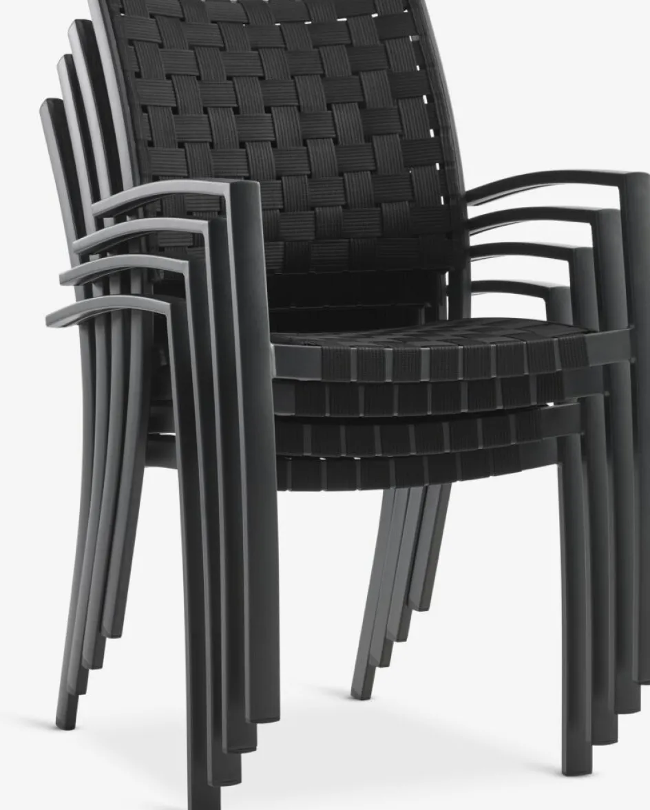 KUMLA + GLOMFJORDKUMLA L150 table gris + 4 GLOMFJORD chaises noir-JUTLANDIA Discount