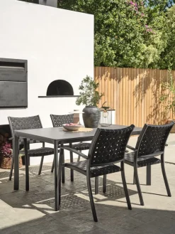 KUMLA + GLOMFJORDKUMLA L150 table gris + 4 GLOMFJORD chaises noir-JUTLANDIA Discount
