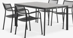 KUMLA + HEMSEDALKUMLA L150 table gris + 4 HEMSEDAL chaises noir-JUTLANDIA Best