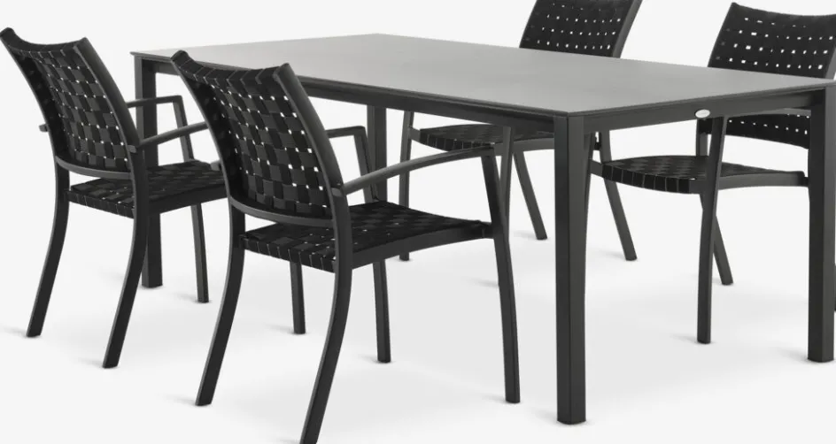 LANGET + GLOMFJORDLANGET L207 table + 4 GLOMFJORD chaises noir-JUTLANDIA Best