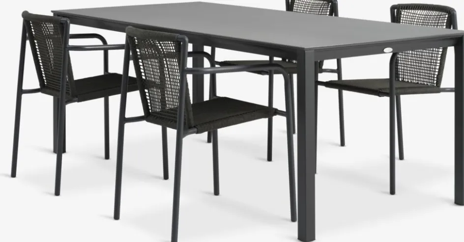 LANGET + KRISTIANSTADLANGET L207 table noir + 4 KRISTIANSTAD chaises vert-JYSK Sale