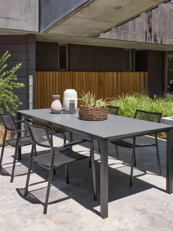 LANGETTable de jardin LANGET l95xL207 noir-JUTLANDIA Discount
