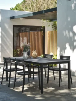 LANGETTable de jardin LANGET l95xL207 noir-JUTLANDIA Discount