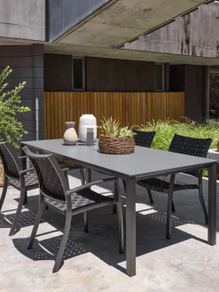 LANGETTable de jardin LANGET l95xL207 noir-JUTLANDIA Discount