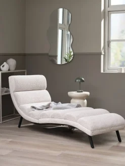 LINDELSEChaise longue d'intérieur LINDELSE tissu teddy beige/noir-JYSK Discount