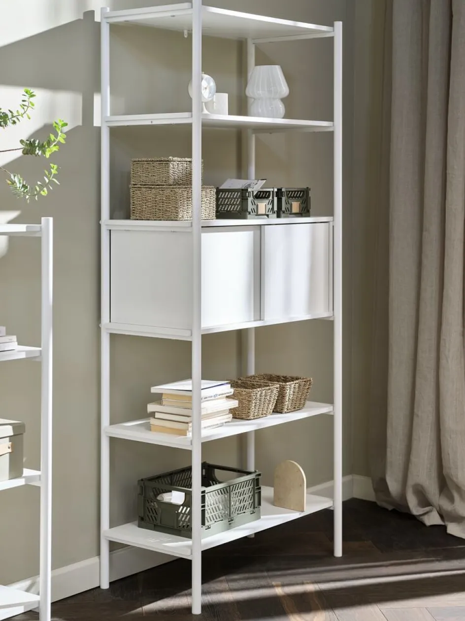 LINDVEDÉtagère LINDVED 6 tablettes 2 portes blanc-JYSK