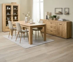 LINTRUP + BISTRUPLINTRUP L190/280 table colo. chêne + 4 BISTRUP chaises sable-JYSK Clearance