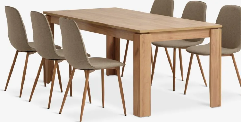 LINTRUP + BISTRUPLINTRUP L190/280 table colo. chêne + 4 BISTRUP chaises sable-JYSK Clearance