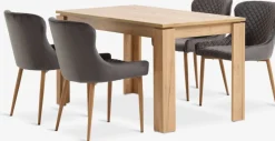 LINTRUP + PEBRINGELINTRUP L140 table coloris chêne + 4 PEBRINGE chaises gris-JYSK New