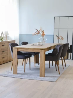 LINTRUP + PEBRINGELINTRUP L190/280 table colo. chêne + 4 PEBRINGE chaises gris-JYSK Clearance